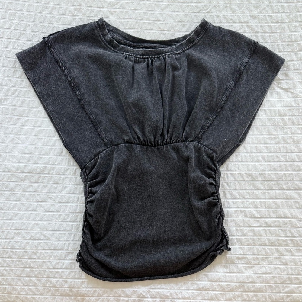 Free People Black Short Sleeve Top